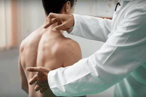 back examination for pain under the left shoulder blade